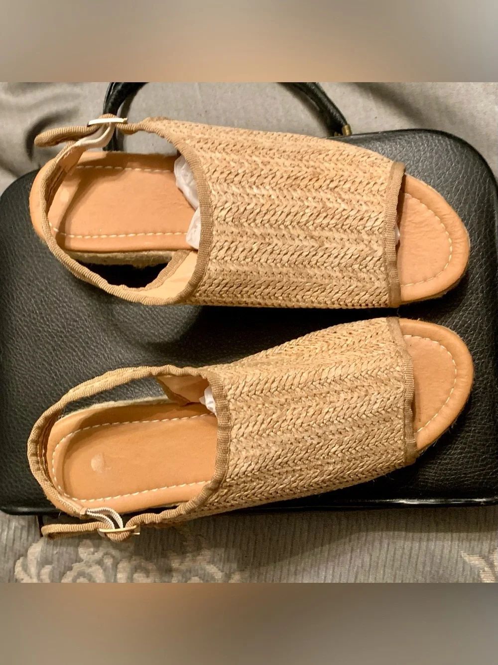 Woven Slingback Open-Toe Sandals - Tan